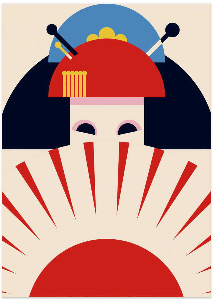 Geisha Girl Retro Minimalist Design by Retrodrome