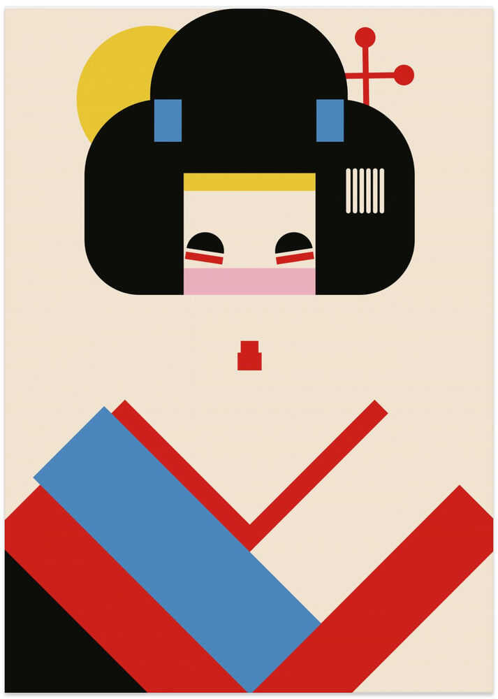 Geisha Girl Geometric Illustration by Retrodrome
