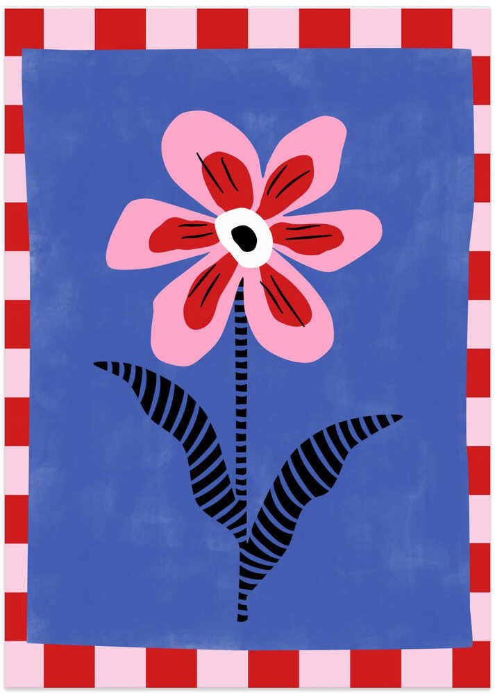 Flower with Pink Petals and Striped Leaves by Elena Ristova