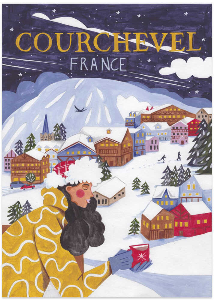 Reiseposter Frau in Frankreich, Courchevel von Caroline Bonne Müller
