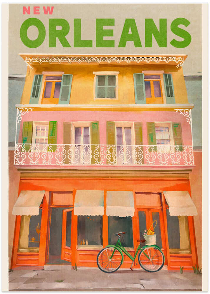 New Orleans Louisiana Vintage Travel Poster by The Whiskey Ginger