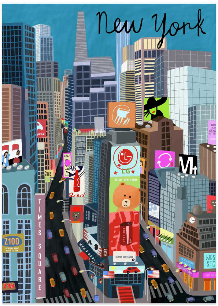 Times Square, New York Illustration by Artist Carla Daly by Carla Daly