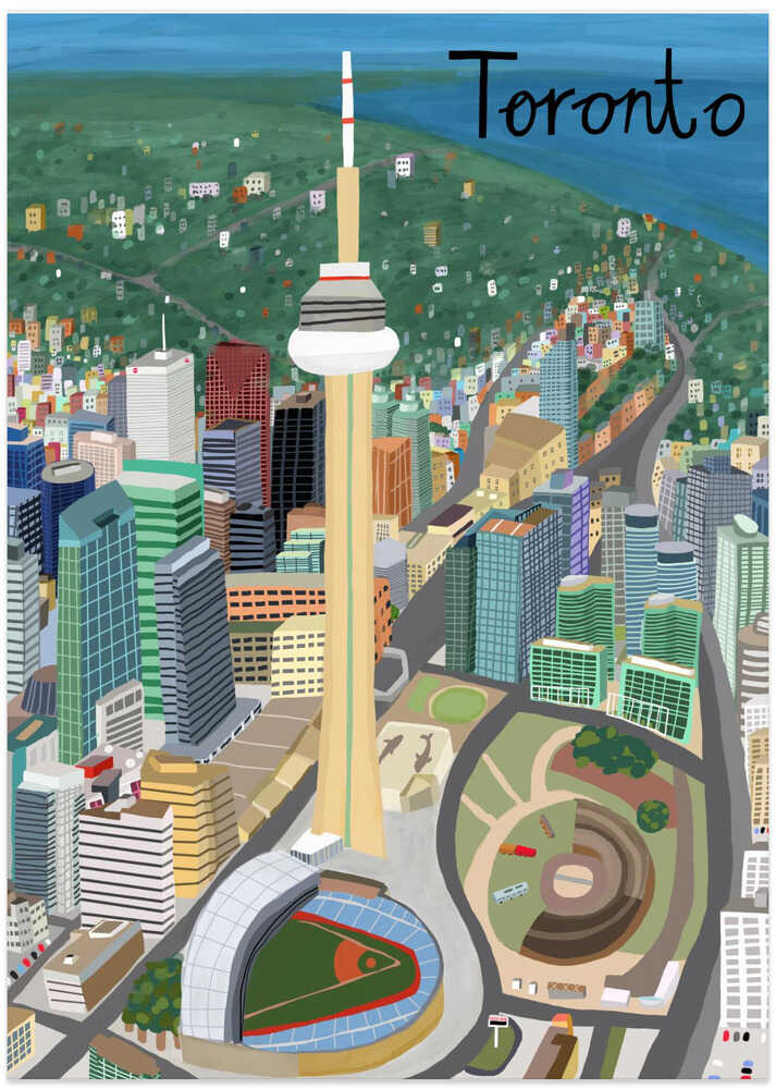 Toronto, Canada CN Tower with Rogers Stadium by Illustrator Carla Daly by Carla Daly