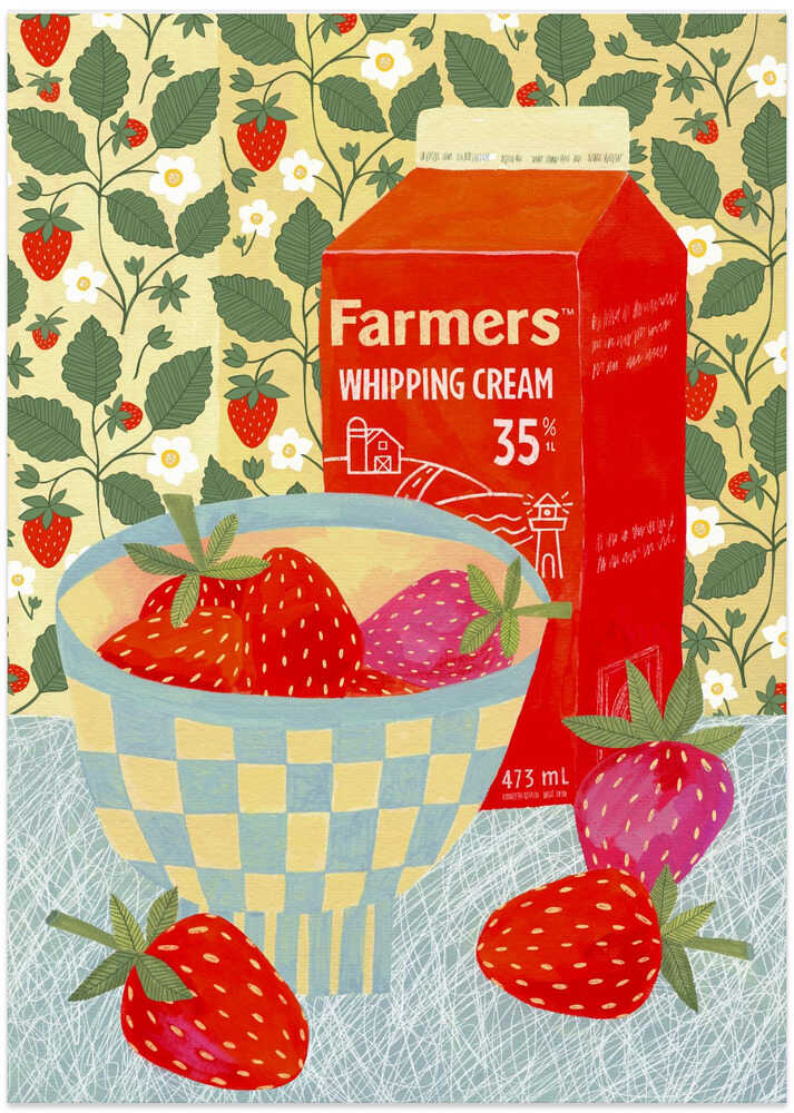 Strawberries In A Checkered Bowl by Susan Black