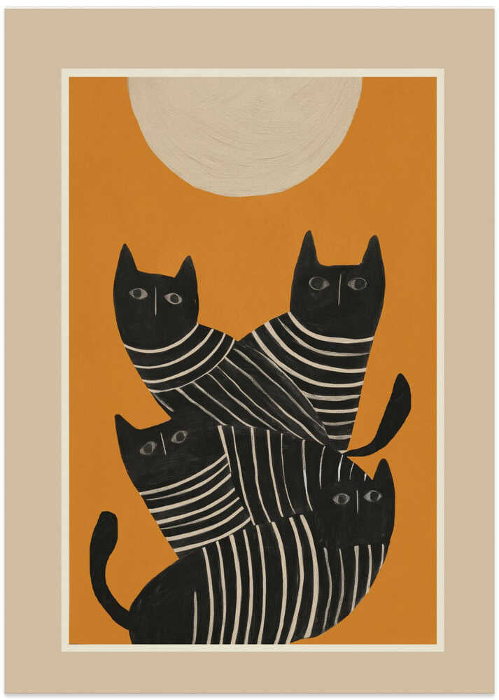 Abstract Black Cats by City Art