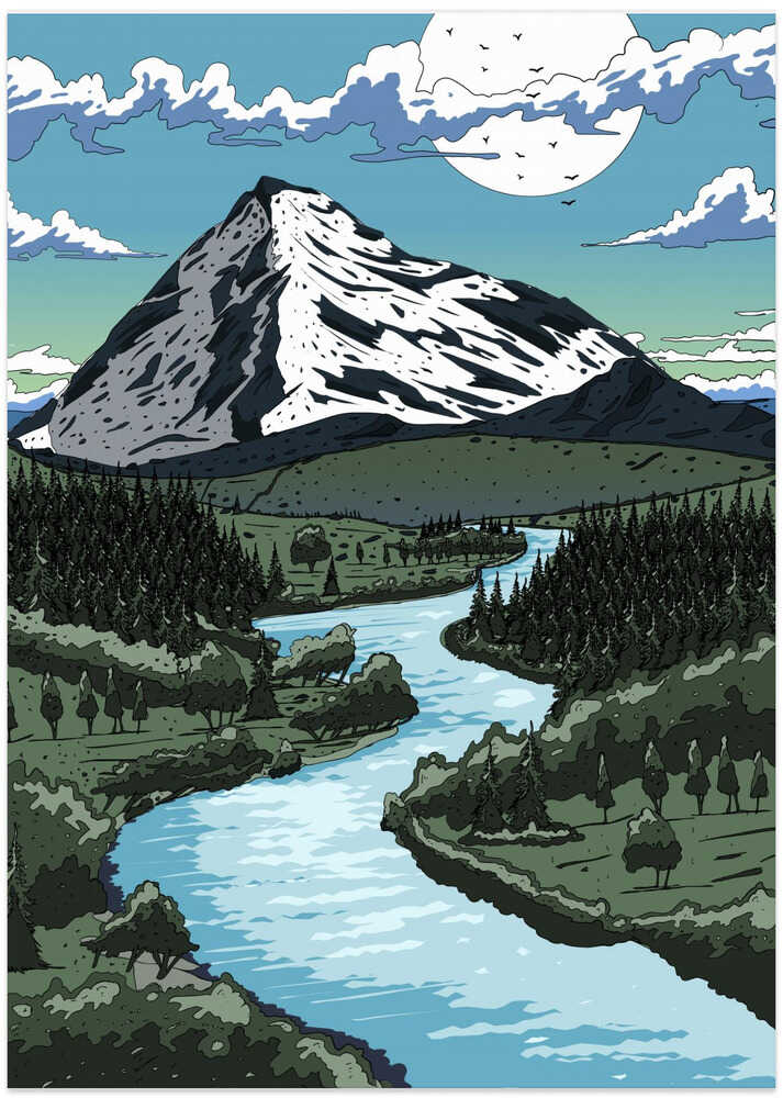 Bergkette und Fluss von Nicholas