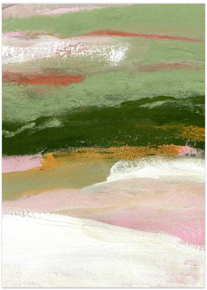 Landschaft mit Grün, Gold und Rosa von Janel Bragg