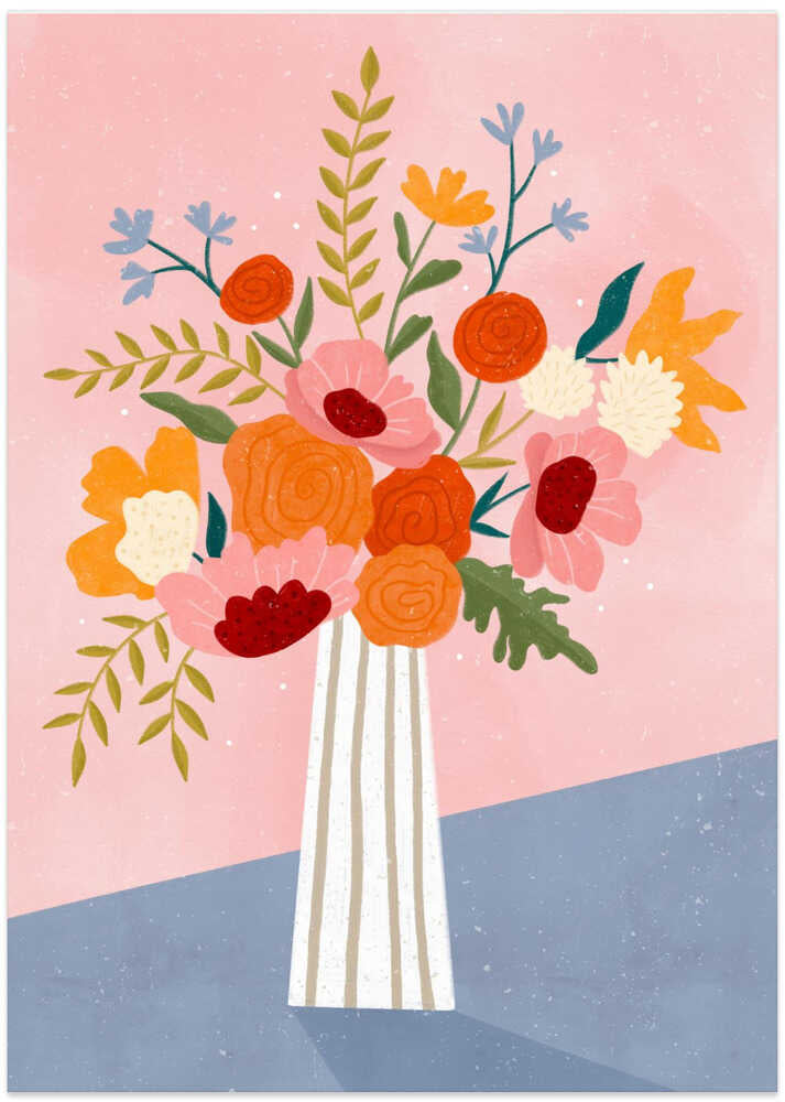 Linienvase mit Blumen von Bea Müller