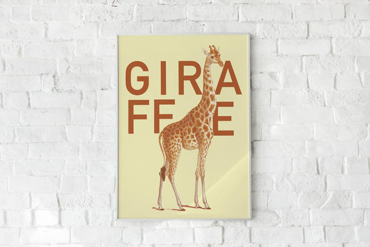 Yellow Giraffe Animal Poster