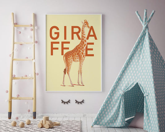 Yellow Giraffe Animal Poster