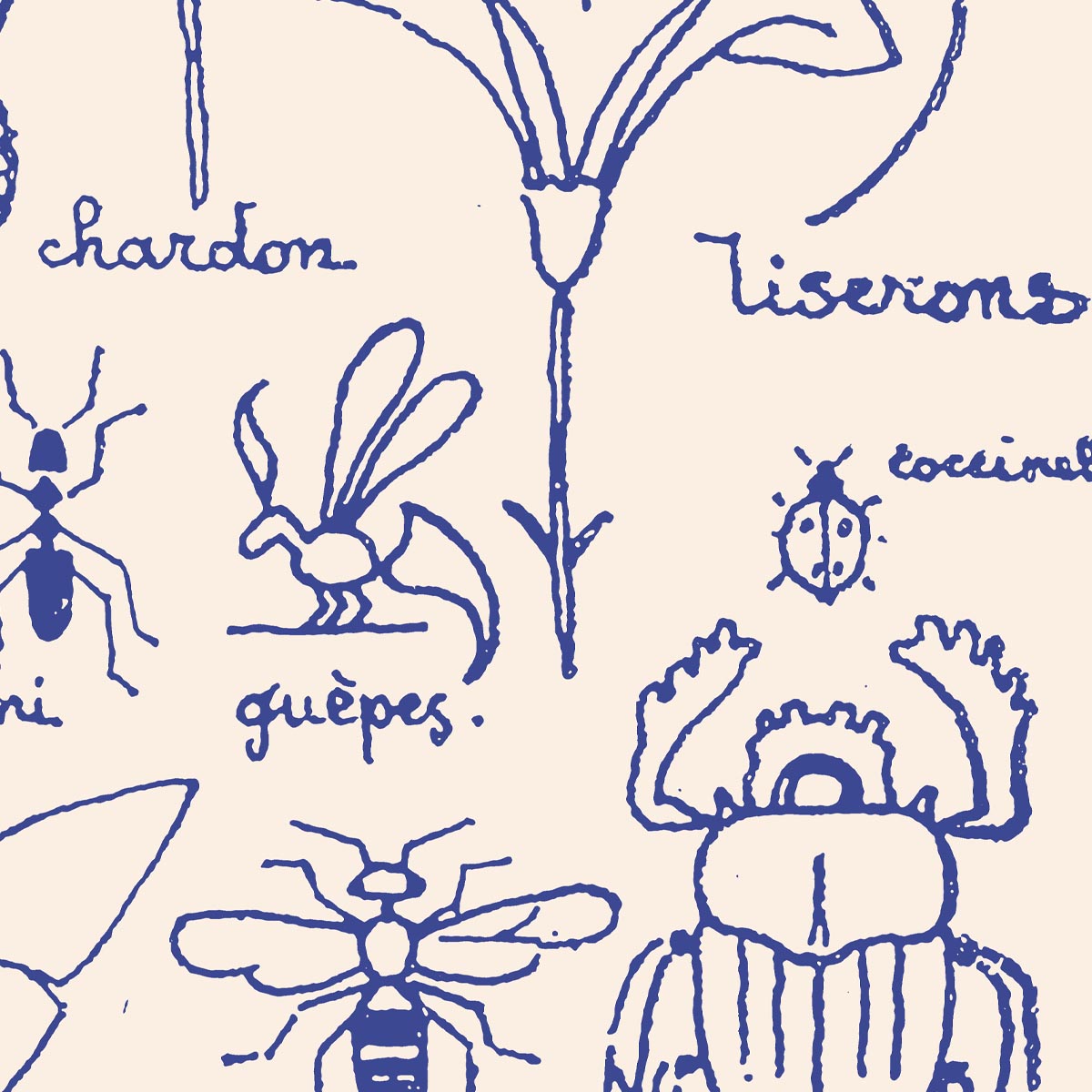 Fleurs et Insectes Art Print by Astër