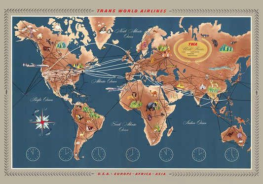 TWA Vintage World Map Poster
