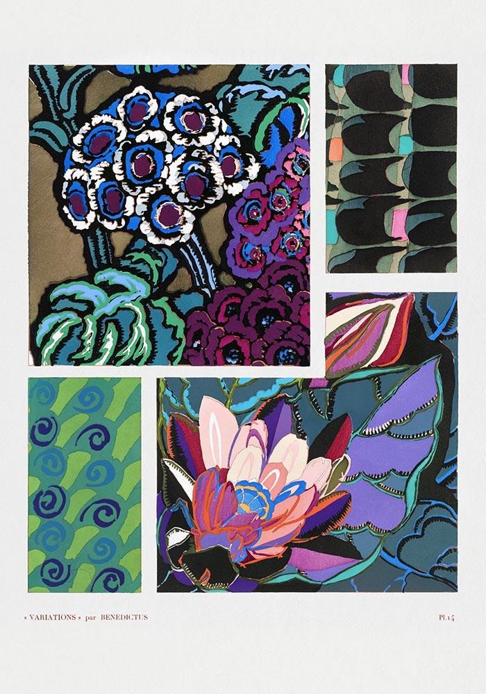 Vintage Floral Art Deco Pattern, Variation 14 by Édouard Bénédictus