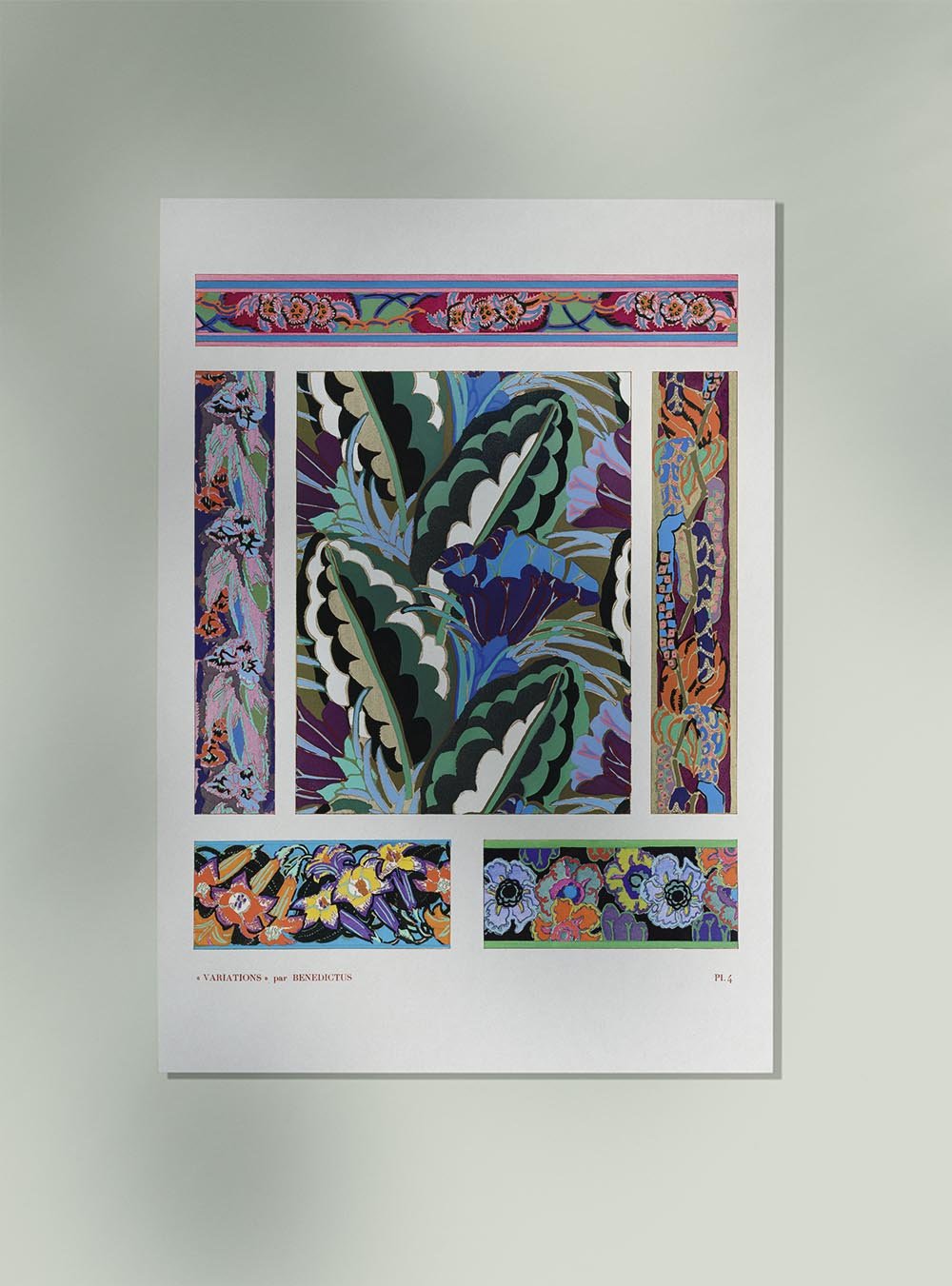 Vintage Geometric Floral Art Deco Pattern, Variation 4 by Édouard Bénédictus