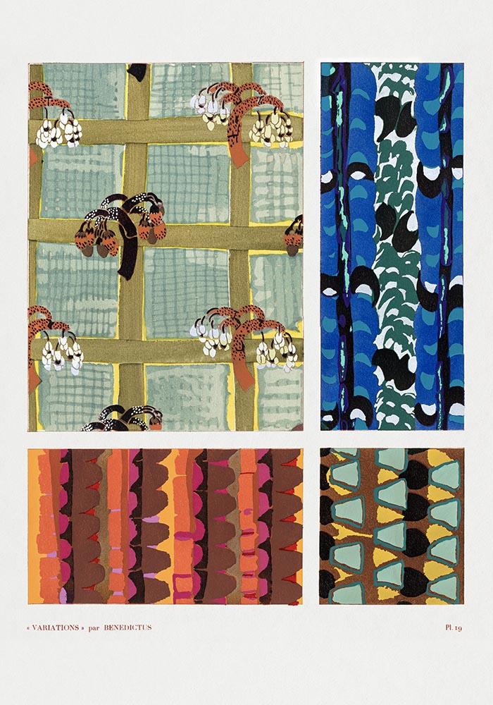 Vintage Geometric Floral Art Deco Pattern, Variation 19 by Édouard Bénédictus