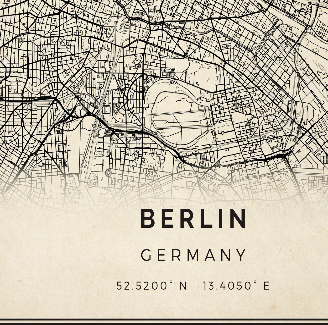 Berlin City Map Sepia Poster