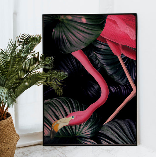 American Flamingo in Jungle Animal Print