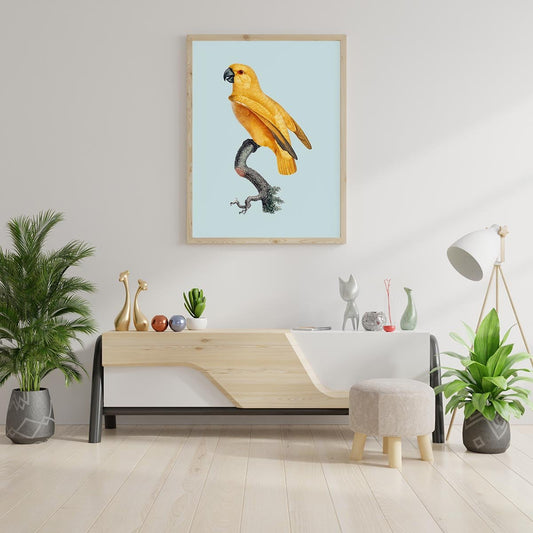 Yellow Parrot on Blue Poster