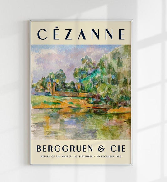 Cézanne Riverbank Art Exhibition Poster
