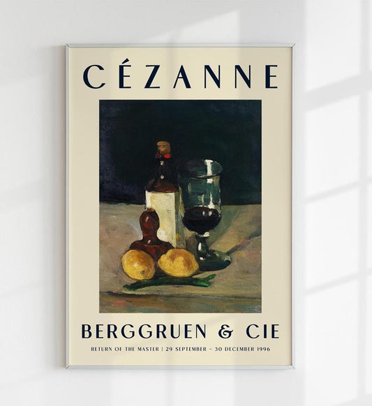 Cézanne Bottle, Glass & Lemon Art Exhibition Poster