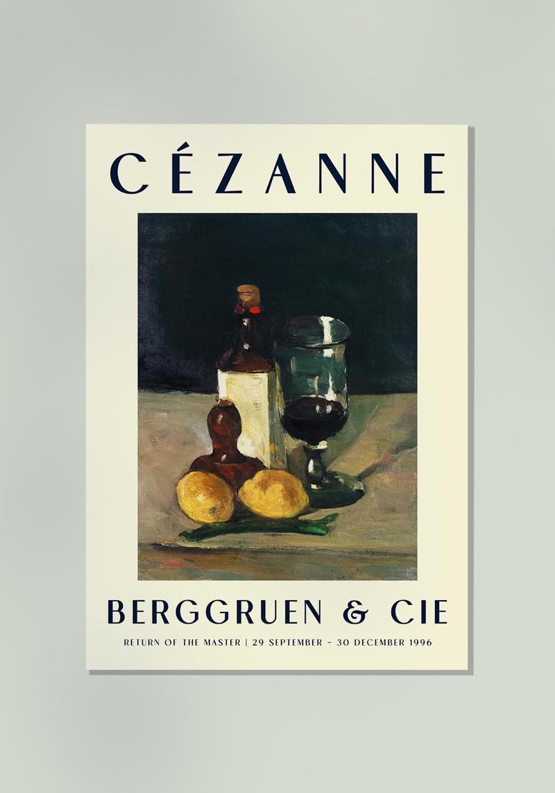 Cézanne Bottle, Glass & Lemon Art Exhibition Poster