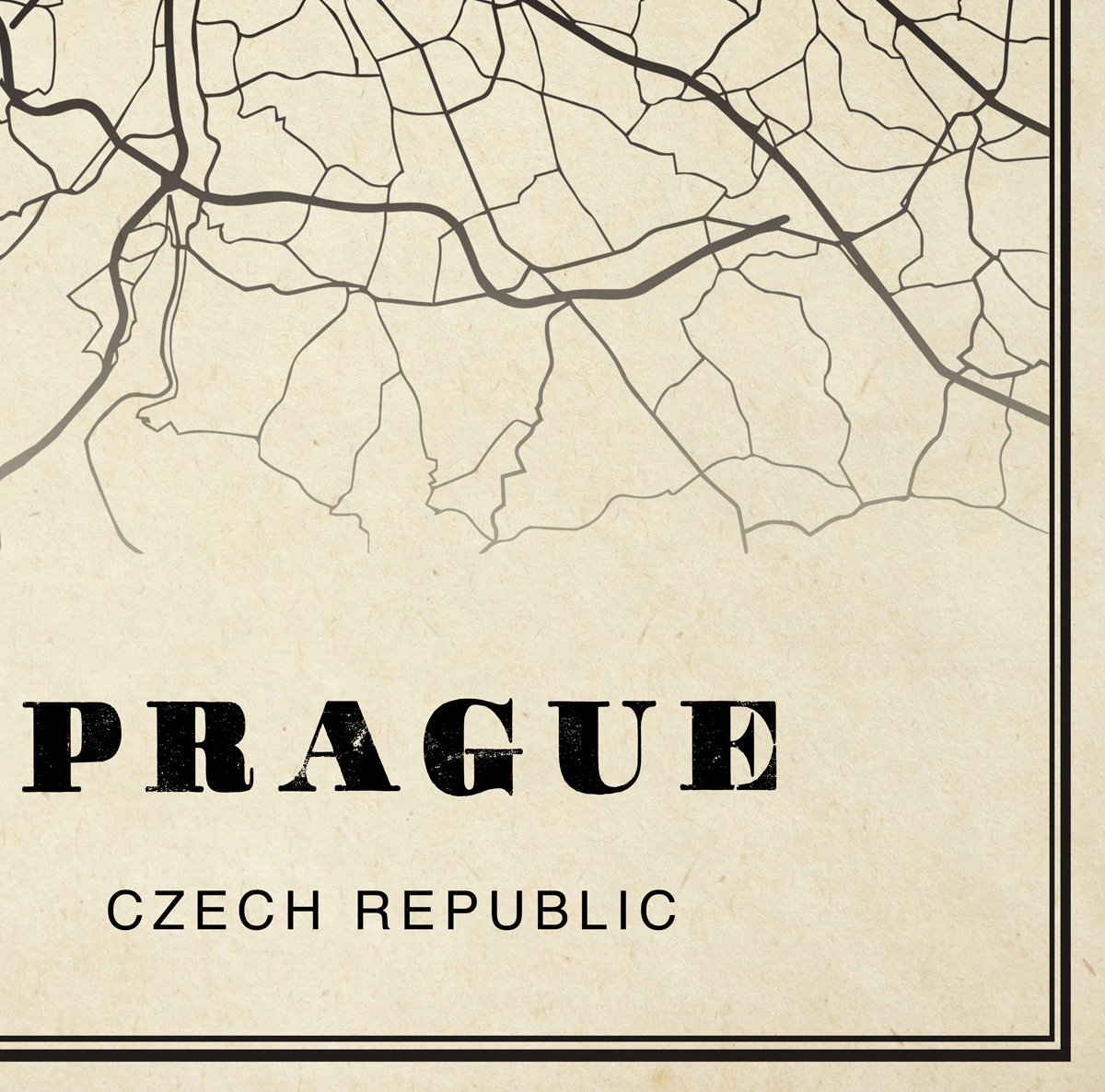 Prague City Map Sepia Poster