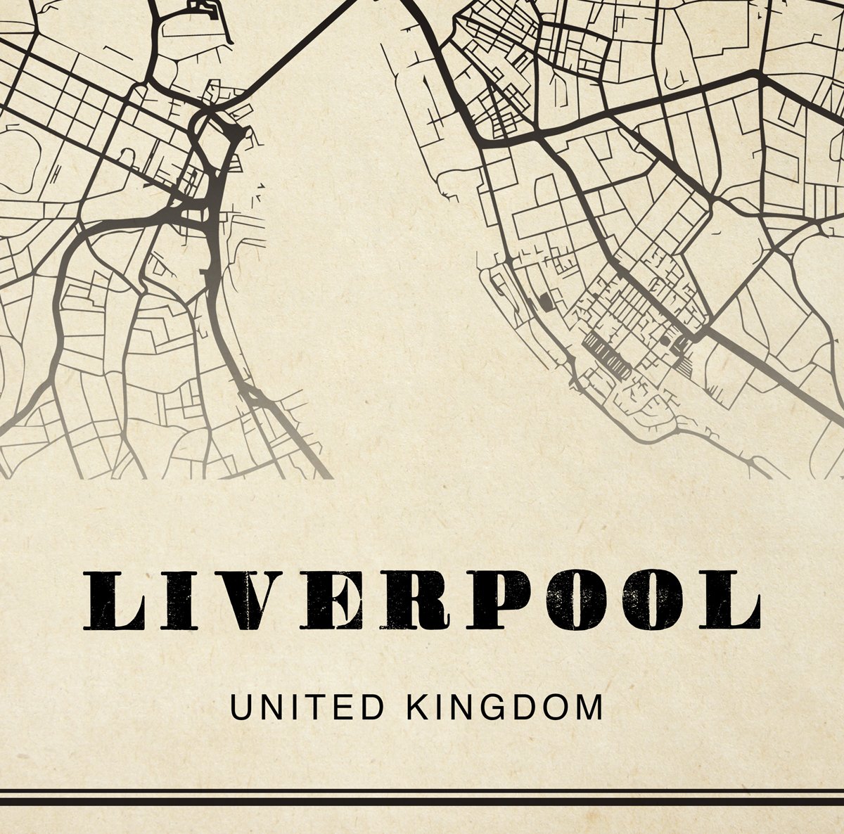 Liverpool City Map Sepia Poster