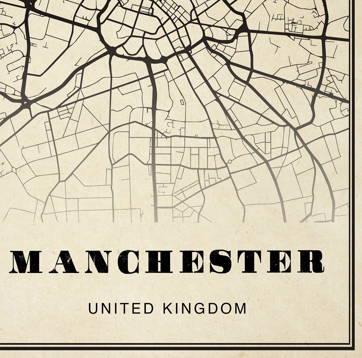 Manchester City Map Sepia Poster