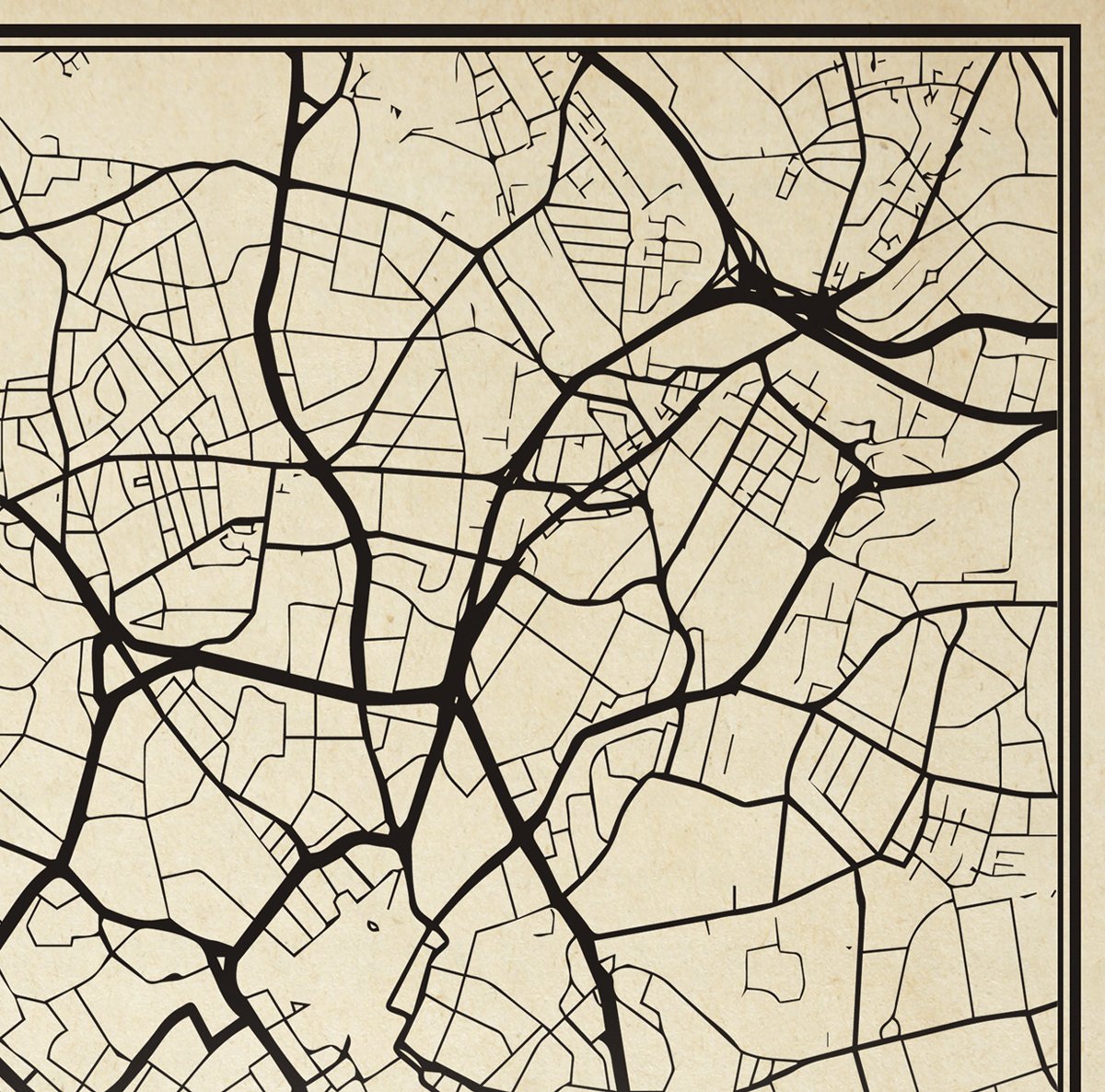 Birmingham City Map Sepia Poster