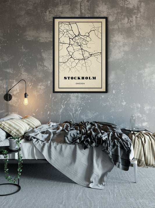 Stockholm City Map Sepia Poster
