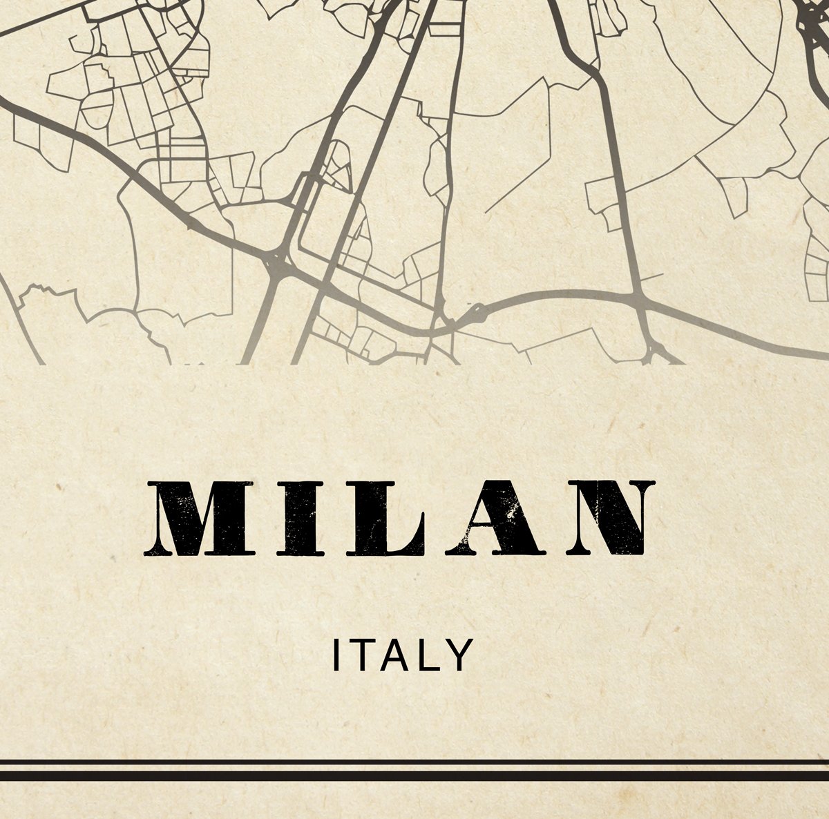 Milan City Map Sepia Poster