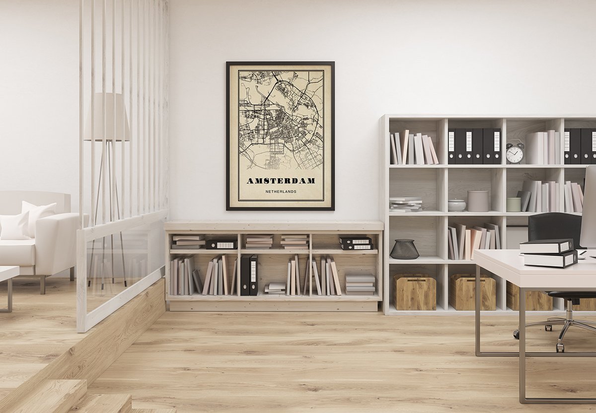 Amsterdam City Map Sepia Poster