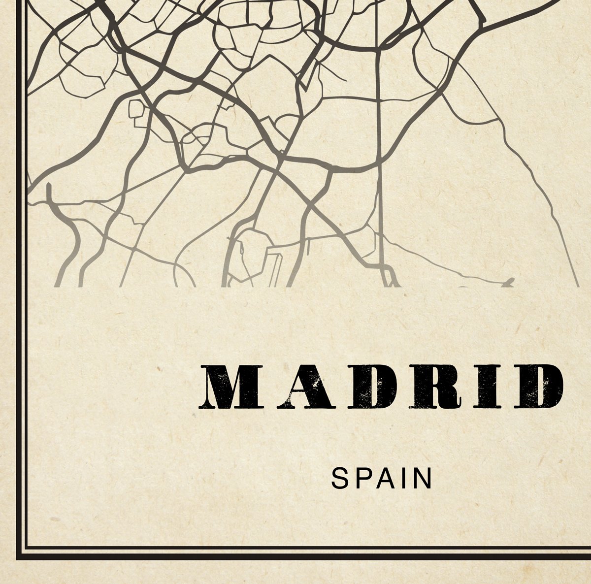 Madrid City Map Sepia Poster