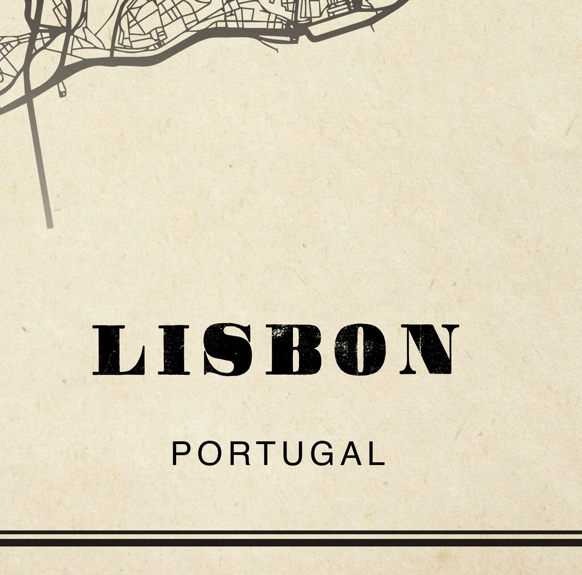 Lisbon City Map Sepia Poster