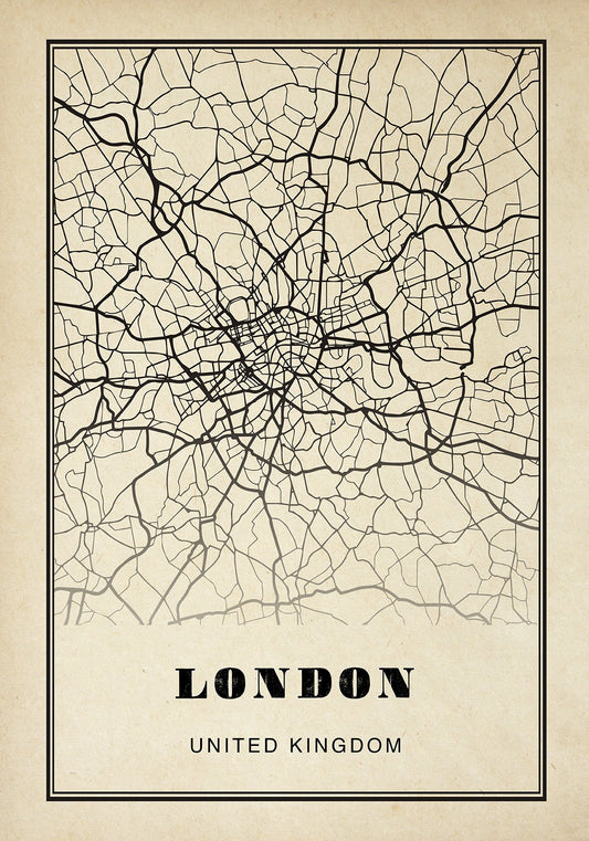 London City Map Sepia Poster