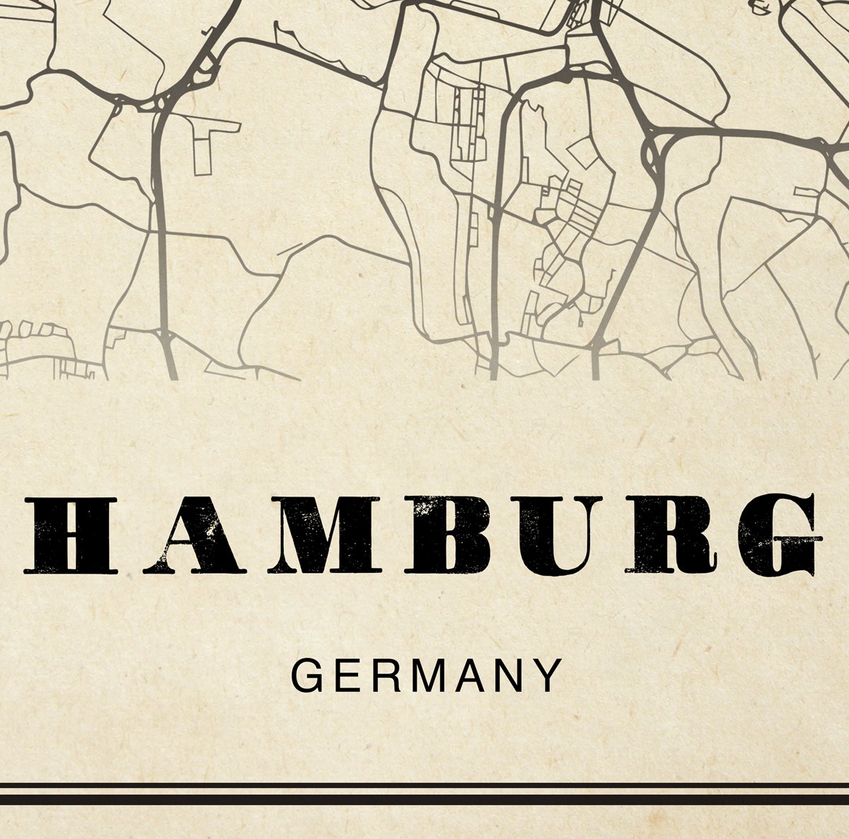 Hamburg City Map Sepia Poster