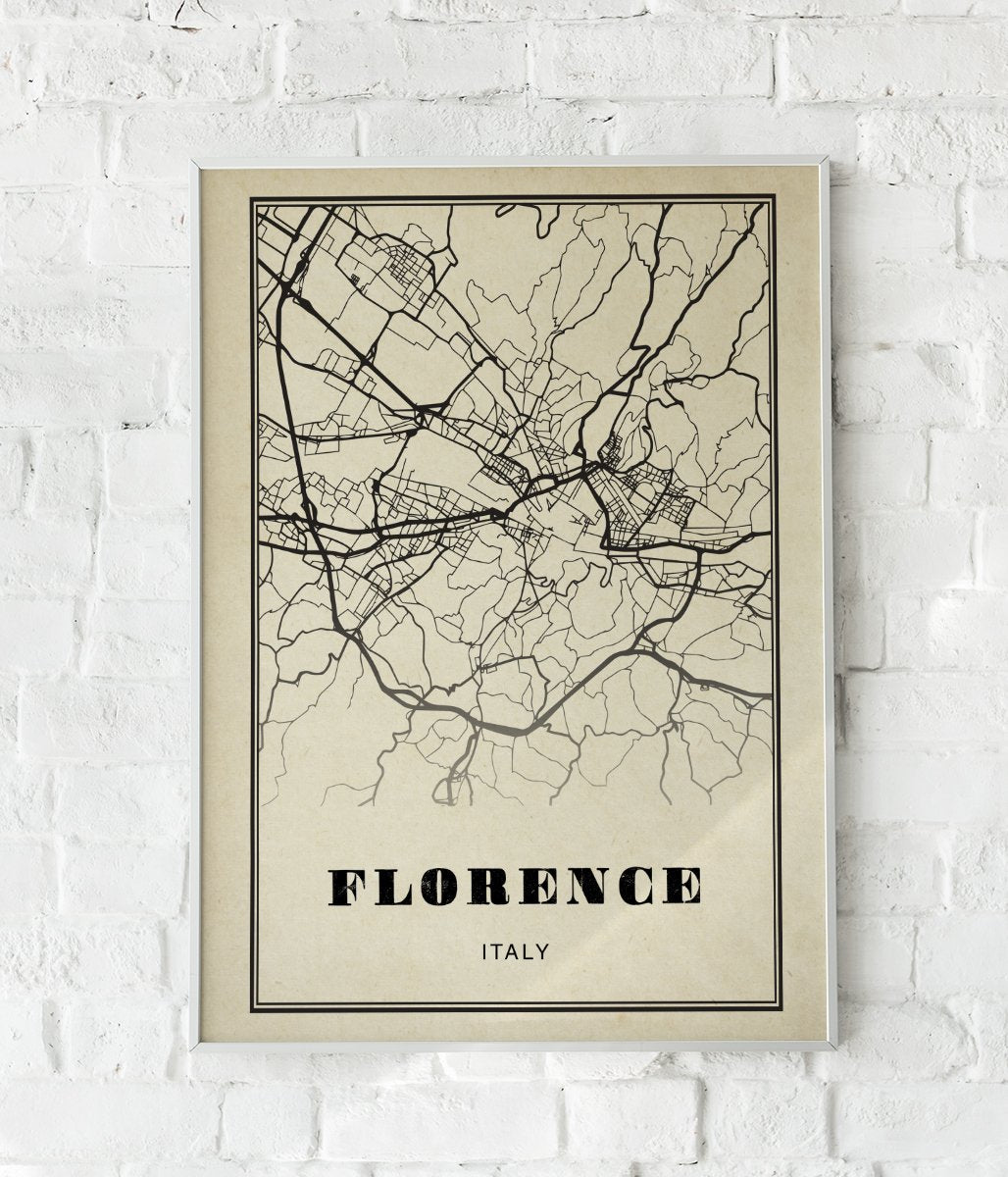 Florence City Map Sepia Poster