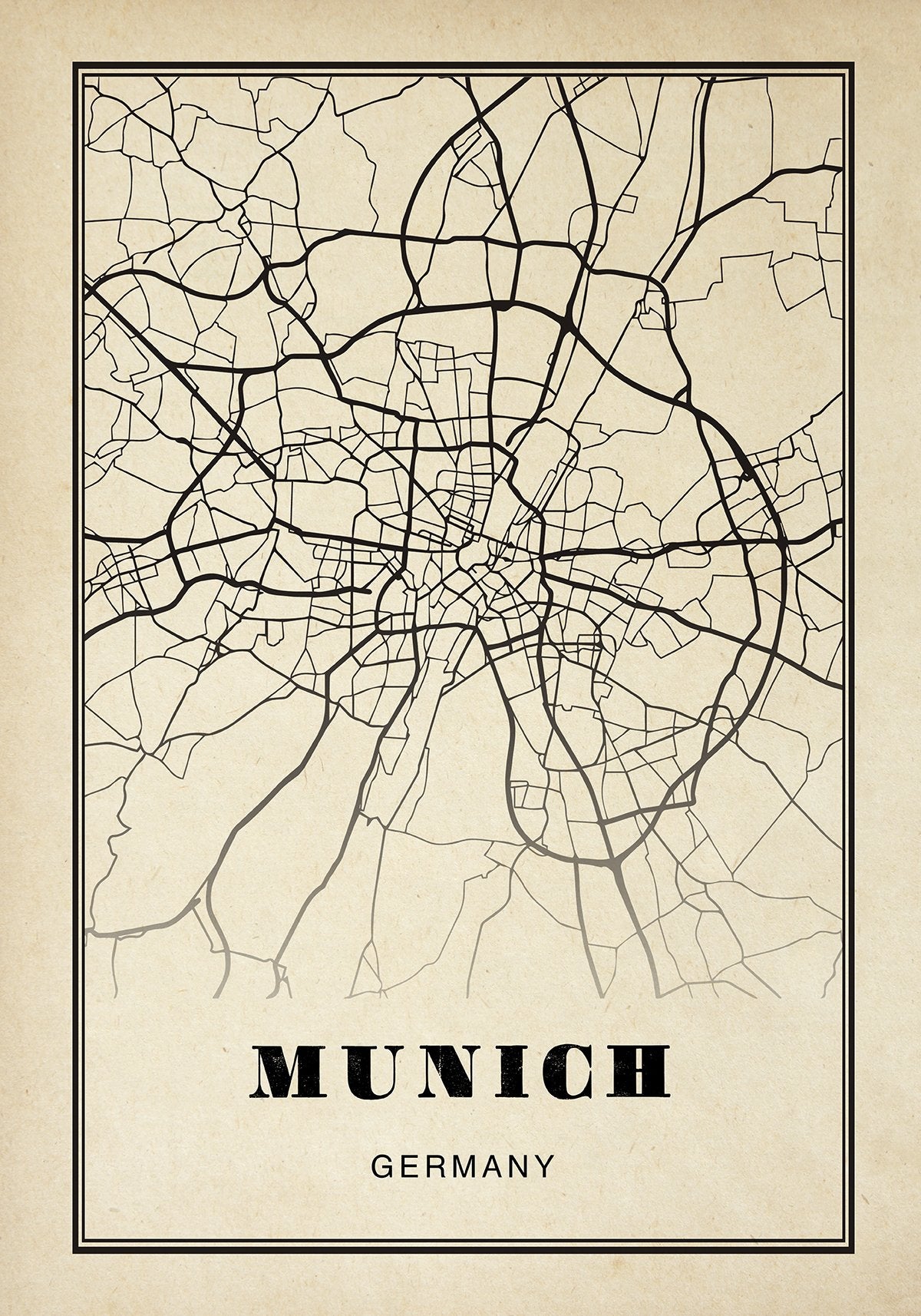 Munich City Map Sepia Poster