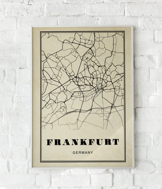 Frankfurt City Map Sepia Poster