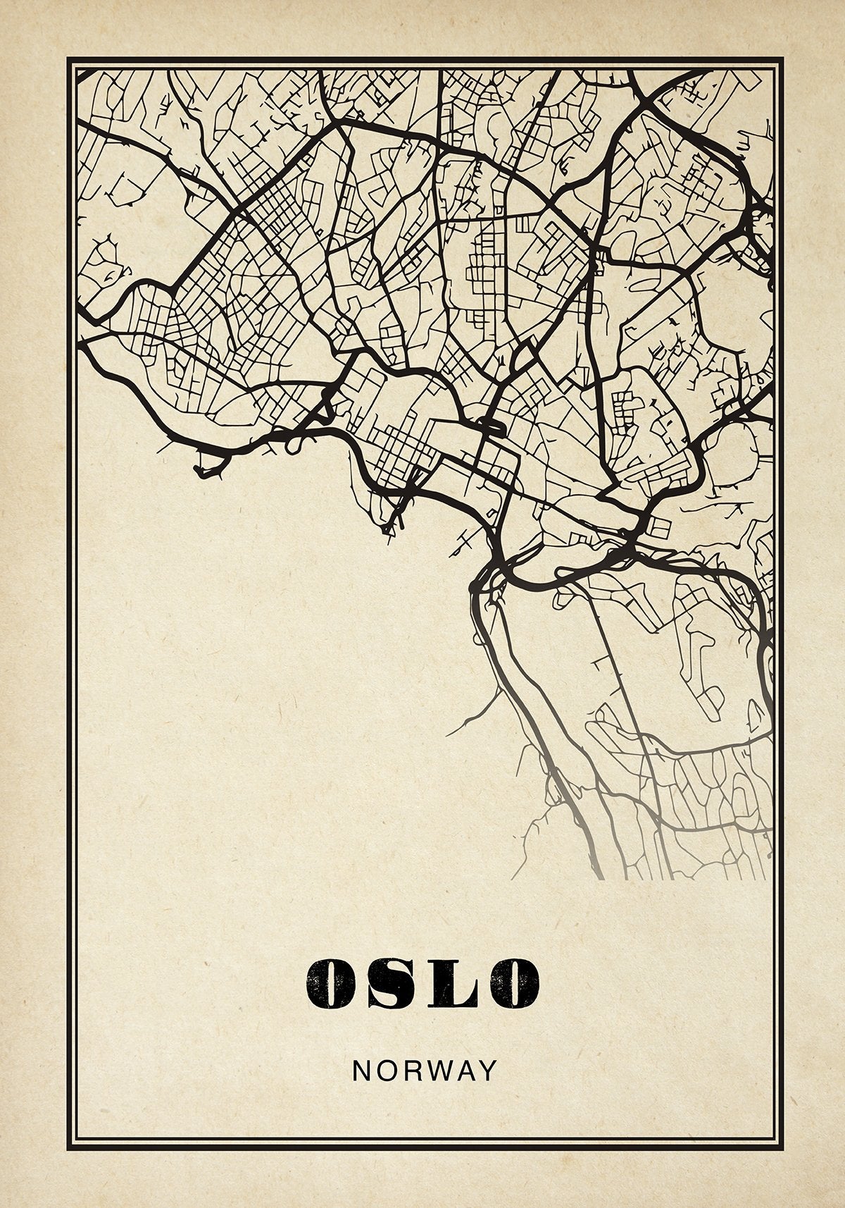 Oslo City Map Sepia Poster