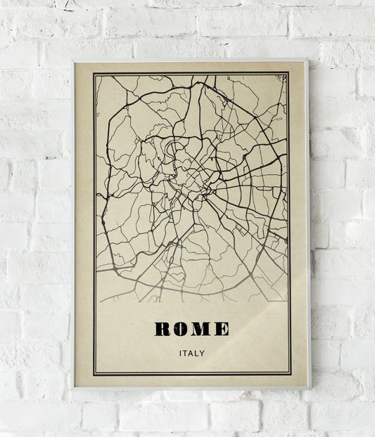 Rome City Map Sepia Poster