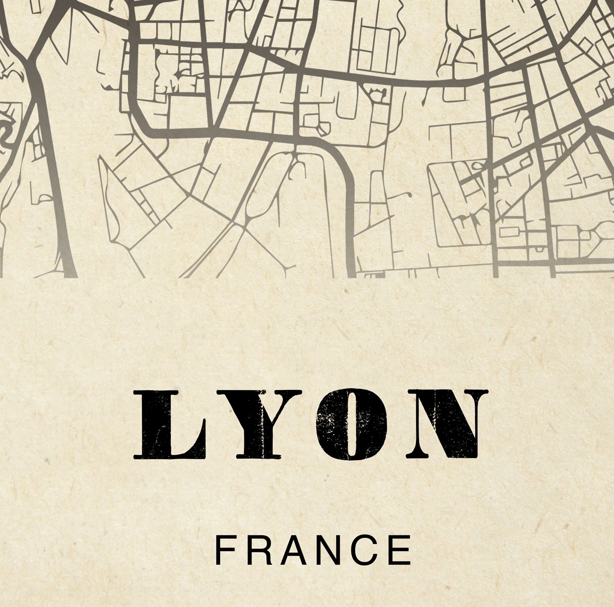 Lyon City Map Sepia Poster