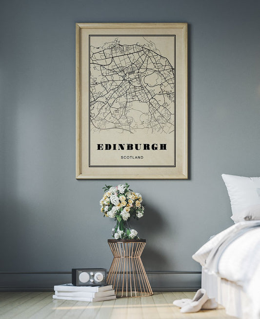 Edinburgh City Map Sepia Poster