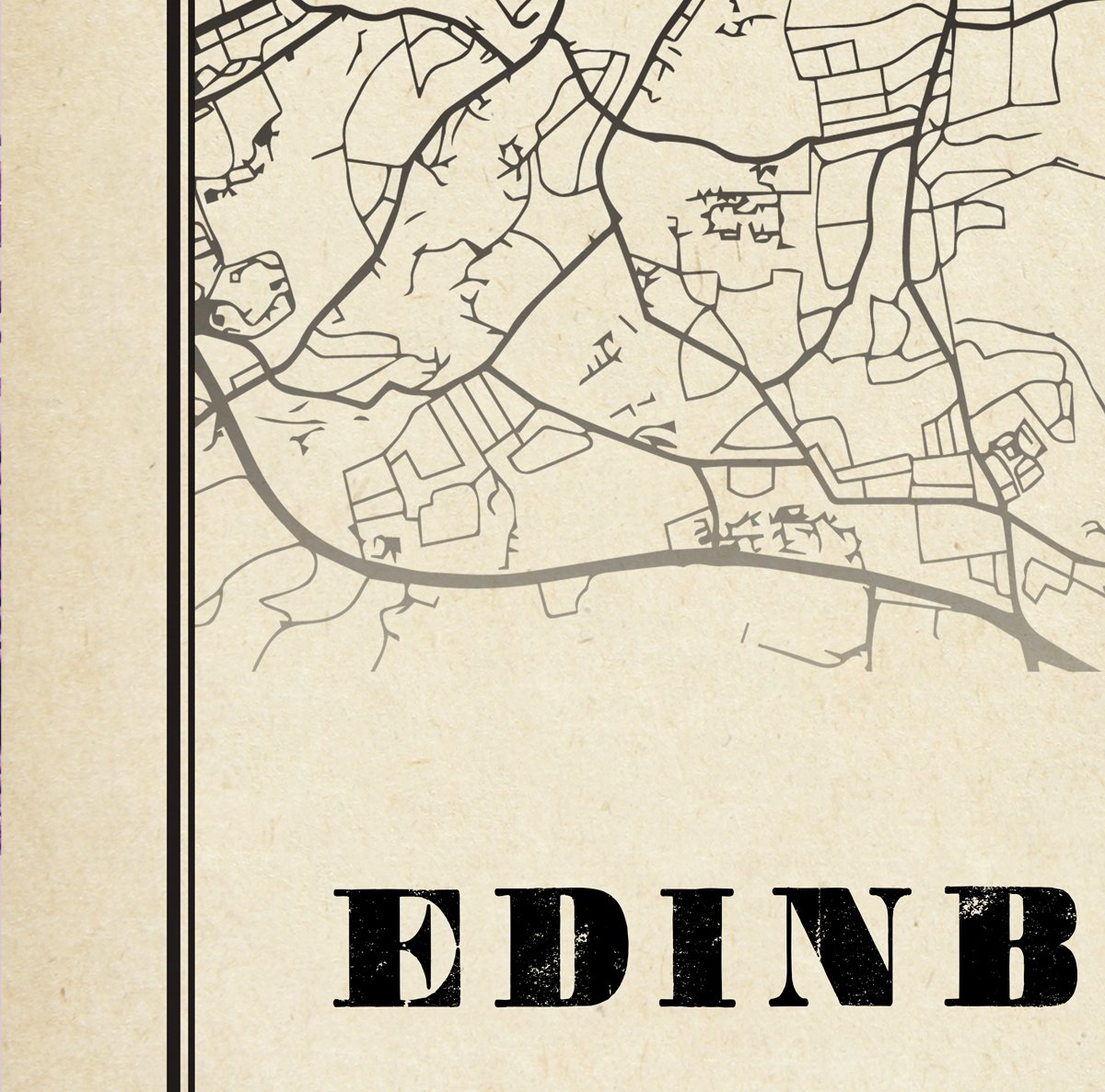 Edinburgh City Map Sepia Poster