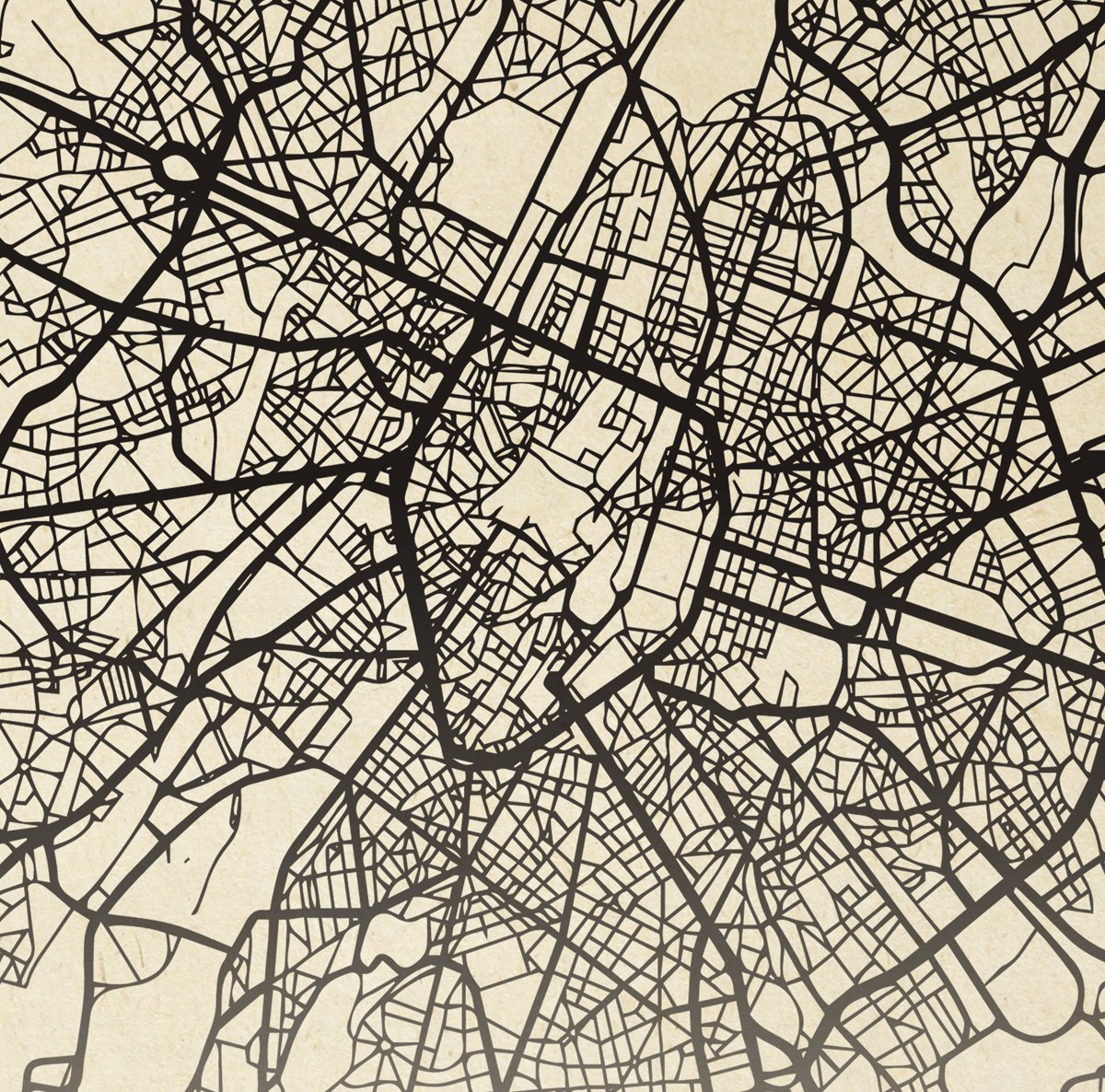 Brussels City Map Sepia Poster