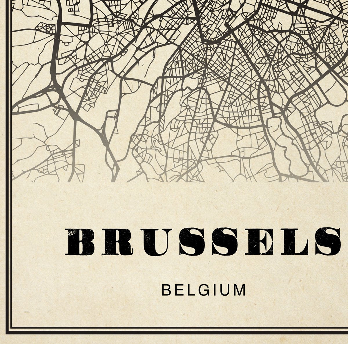 Brussels City Map Sepia Poster