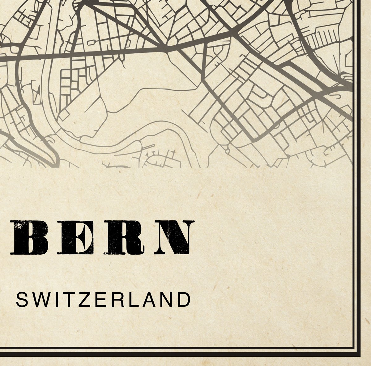 Bern City Map Sepia Poster