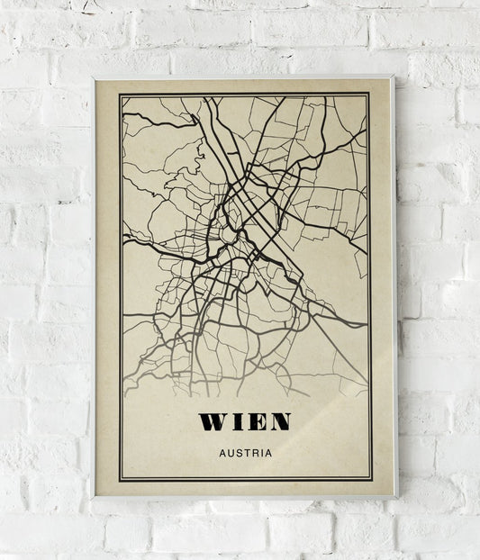 Wien City Map Sepia Poster