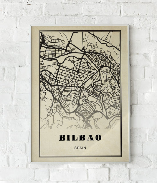 Bilbao City Map Sepia Poster