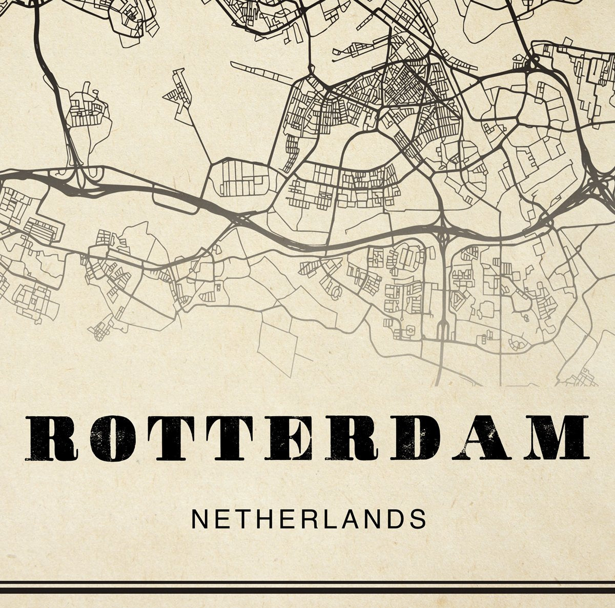 Rotterdam City Map Sepia Poster